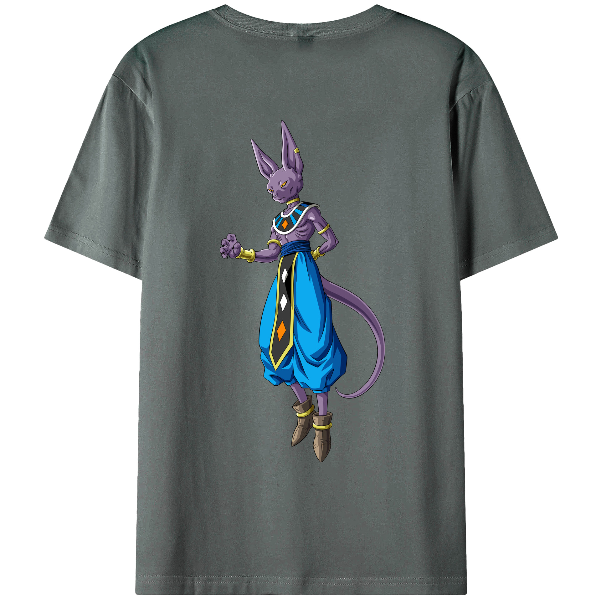 （画像用） ドラゴンボール ビルス 破壊神ビルス DRAGON BALL Beerus Birusu 綿100％ メンズ半袖Tシャツ（バックプリント） 通気性